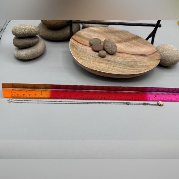 18k & Sterling Silver Necklace with gray-green sapphire beads and etched quote - Picture 8 of 12